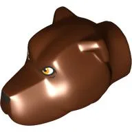 Animal Body Part, Dog Head with Orange Eyes Print (Fluffy) / Reddish Brown