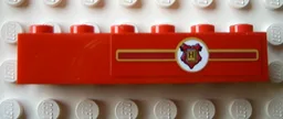 Brick 1 x 6 with Hogwarts Coat of Arms Pattern Right of Center for Model Left Side (Sticker) - Set 10132