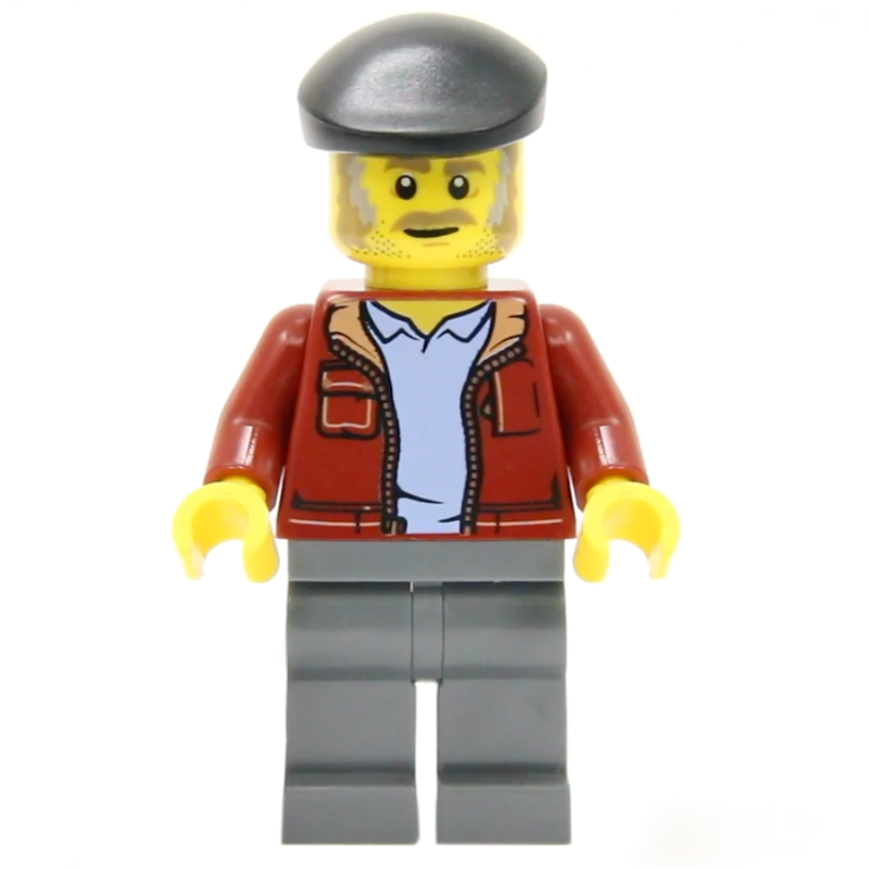 Lego Dark Red Torso, Dark Bluish Gray Legs, Black Cap