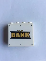 Panel 1 x 4 x 3 with Side Supports - Hollow Studs with 'BANK' Pattern (Sticker) - Set 60175