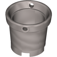 Lego Bucket with Handle Holes and 5 Bottom Holes - Center Bottom Stud Holder / Flat Silver
