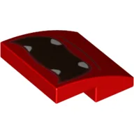 Brick Curved 2 x 2 x 2/3 with Open Black Mouth, White Fangs Print / Red