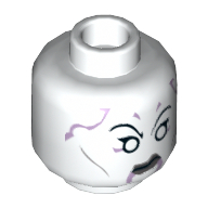 Lego Minifig Head Asajj Ventress, White Eyes and Dark Bluish Gray Lips Print [Hollow Stud] / White