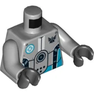 Torso Robot with Dark Azure and Black Piping and Galaxy Squad Logo Print, Light Bluish Gray Arms, Black Hands / Light Bluish Gray