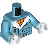 Lego Torso, Winter Coat, White Fur, Orange Sweater print, Medium Azure Arms, White Hands / Medium Azure