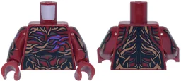 Torso Medium Nougat, Dark Brown and Medium Lavender Vines, Veins and Rotted Flesh Pattern / Dark Red Arms with Vecna Pattern / Dark Red Hands