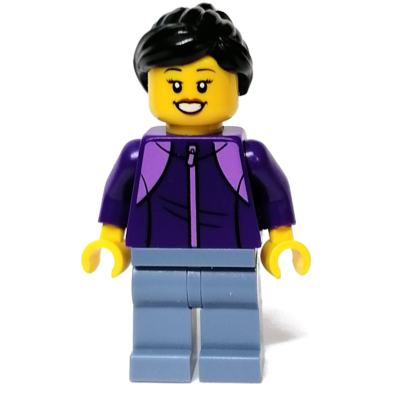 Lego Dark Purple Torso, Sand Blue Legs, Black Hair
