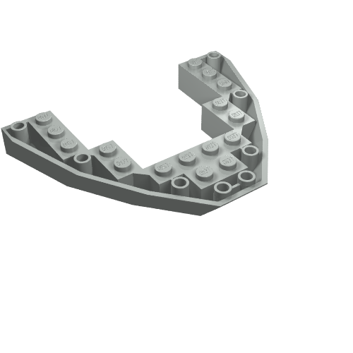 Lego Brick Wedged, Sloped Inverted 8 x 10 x 1 Boat Bow / Light Gray