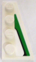 Lego Wedge, Plate 4 x 2 Right with Black and Green Pattern (Sticker) - Set 8898