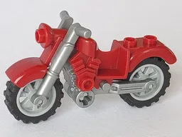 Motorcycle Vintage with Flat Silver Chassis and Light Bluish Gray Wheels