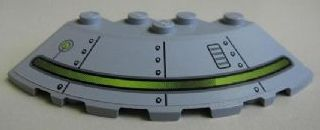 Lego Brick, Round Corner 6 x 6 with Slope 33 Edge, Facet Cutout with Alien Ship Pattern Type 1 (Sticker) - Set 7065