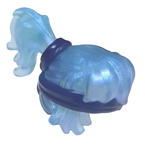 Lego Hair Long, High Ponytail with Dark Blue Headband / Opal Trans-Light Blue