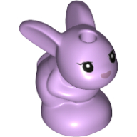 Lego Animal, Rabbit / Bunny, Baby Sitting with Black Eyes and Lavender Nose Print / Lavender