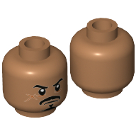 Lego Minifig Head Guard, Mustache, Beard, Scar / Medium Nougat
