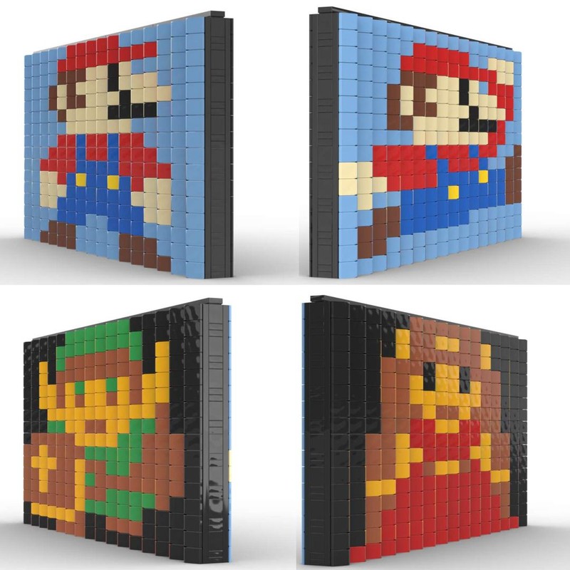 Lego 8-bit tribute magic mosaic (check out the video)