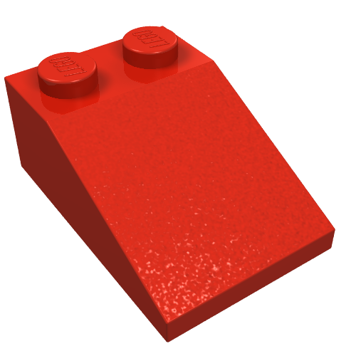 Lego Brick Sloped 33° 3 x 2 with Grooves in Bottom Tubes / Red