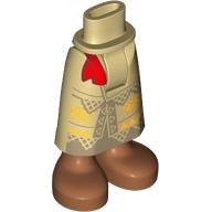 Lego Minidoll Hips and Skirt with Ankles with Dark Tan Skirt, Bright Light Orange Decorations, Red Sash Trim / Tan
