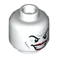 Lego Minifig Head Joker, Eyebrows, Red Lips, Wide Smile Showing Teeth / White