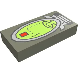 Tile 1 x 2 with Elliptical Display Print / Dark Gray