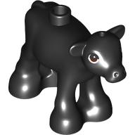 Lego Animal, Cow, Baby / Calf with Reddish Brown Eyes and White Pupils Print / Black
