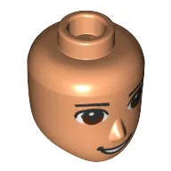 Minidoll Head Male, Dark Brown Eyes, Open Mouth Smile Print / Nougat