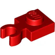 Plate Special 1 x 1 with Clip Vertical [Thick Open O Clip] / Red