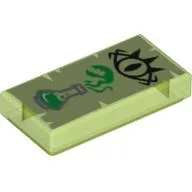 Tile 1 x 2 with Goblin Eye and Erlenmeyer Flask with Lime Vapors on Yellowish Green Parchment Background Print / Trans-Bright Green