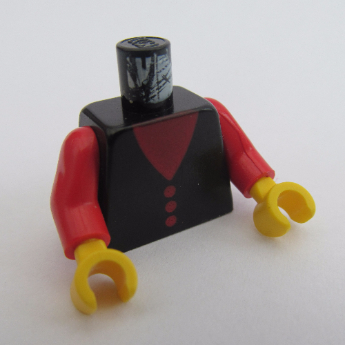 Lego Torso V-Neck with Red Neck and Buttons Print, Red Arms, Yellow Hands / Black