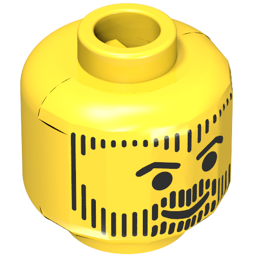 Lego Minifig Head Aquashark, Beard, Hair, and Sideburns in Vertical Line Print [Blocked Open Stud] / Yellow