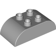 Lego Duplo Brick 2 x 4 Curved Top / Light Bluish Gray