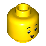 Lego Minifig Head, Eyebrows, Small Open Smile / Small Closed Smile Print / Yellow