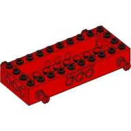 Vehicle Base 4 x 10 x 1 1/3 with 8 x 2 Recessed Center [4 Pins / Technic Holes] / Red