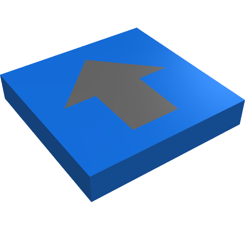 Lego Tile 2 x 2 with Black Wide Arrow Print / Blue