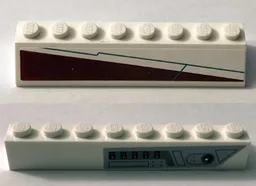 Slope 45 2 x 8 with Red and White Triangle and Silver and Black Cockpit Controls Pattern Model Left Side (Stickers) - Set 10215