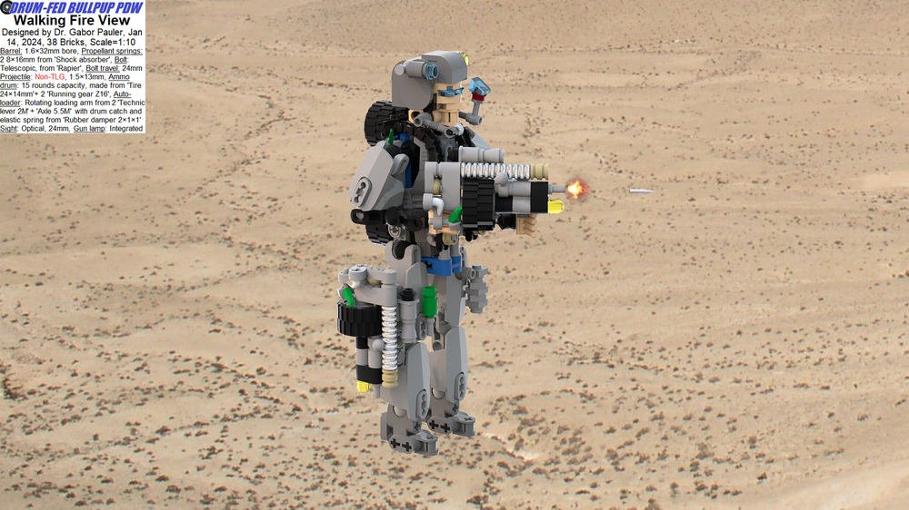 Lego Spring Shooting Scale=1:10 - 15.4mm drum fed PDW concept