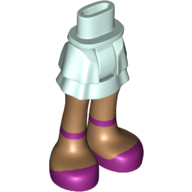 Lego Minidoll Hips and Layered Skirt with Medium Nougat Legs and Magenta Shoes Print / Light Aqua