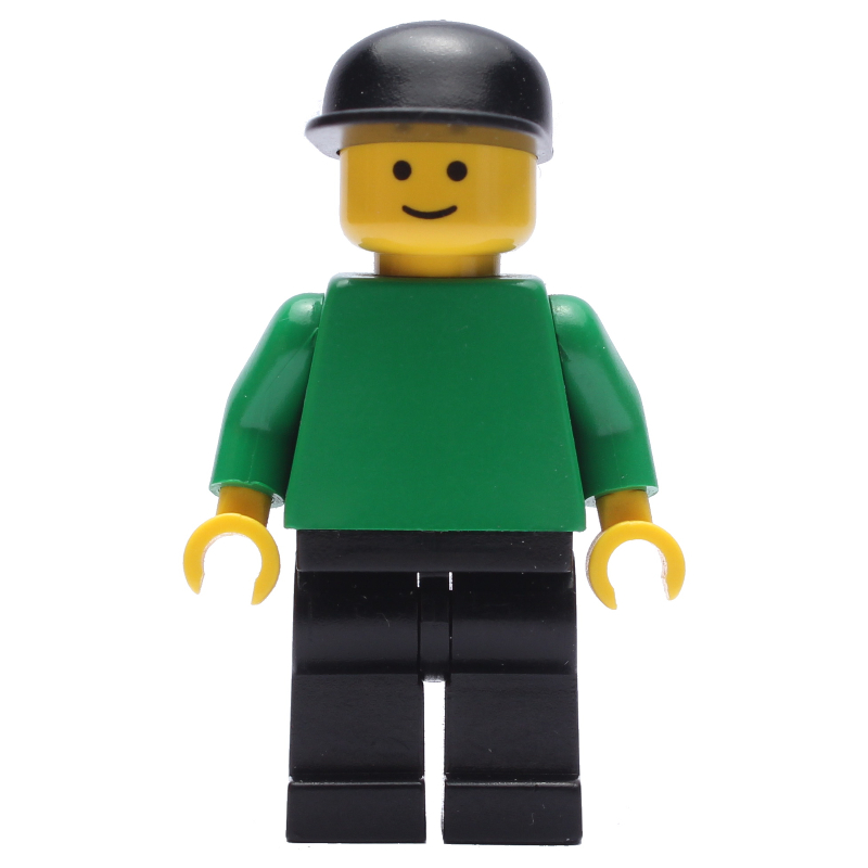 Lego Green Torso, Black Legs, Black Cap