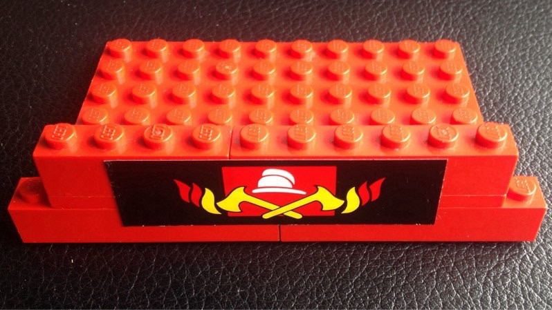 Lego Stickered Assembly 12 x 6 x 2 1/3 with Wide Fire Pattern (Sticker) - Set 6382