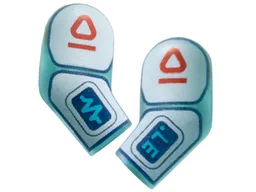 Arm, (Matching Left and Right) Pair with White Panels with Red Symbols and Medium Azure Medical Chart and '37°' on Dark Blue Screens Pattern / Trans-Light Blue