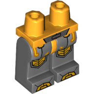 Lego Hips and Dark Bluish Gray Legs with Bright Light Orange Armor, Circuitry and Hexagonal Knee Pads Print / Bright Light Orange