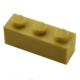 Modulex Brick 1 x 3 with LEGO on Stud / Modulex Lemon