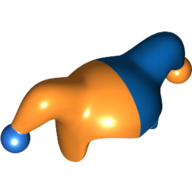 Lego Jester's Cap with Blue Half and Blue Pom Print / Orange