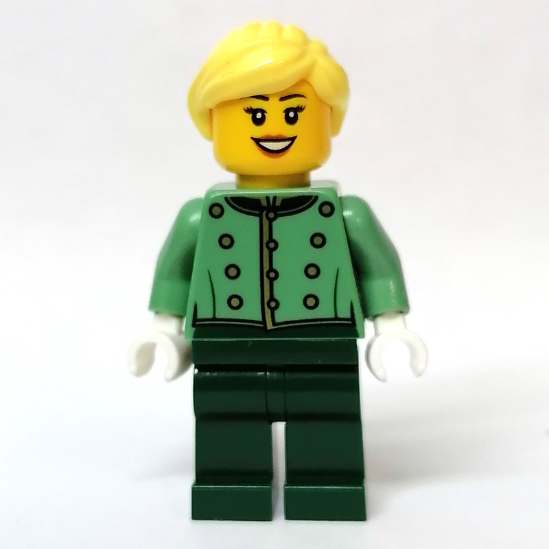 Lego Picollo, Sand Green Torso, Dark Green Legs, Female