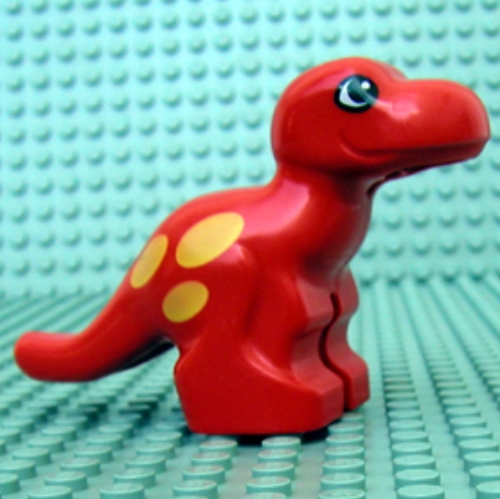 Lego Duplo Dinosaur Tyrannosaurus Rex Baby with Yellow Spots Print / Red