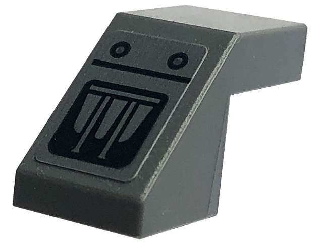Lego Slope 45 2 x 1 with Cutout without Stud with Silver Dots and Black Line, Circles, and Air Vent Pattern (Sticker) - Set 76181