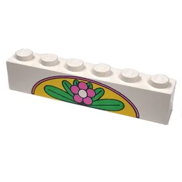 Brick 1 x 6 with Flower and Leaves on Yellow Arch Print