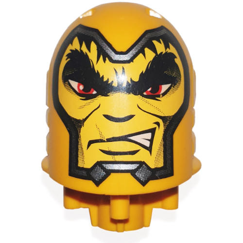 Lego Large Figure Head, Round Top with Dracus Print / Bright Light Orange