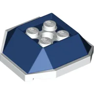 Brick Wedged, Sloped 4 x 4 with White Underside Pattern (Koopa Troopa Shell) / Dark Blue