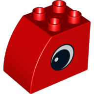 Lego Duplo Brick 2 x 3 x 2 with Curved Top and Eye Print on Both Sides
