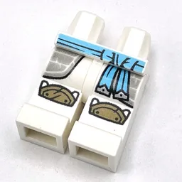 Hips and White Legs with Dark Turquoise Belt, Silver Robe, Dark Tan Knee Pads Print / White